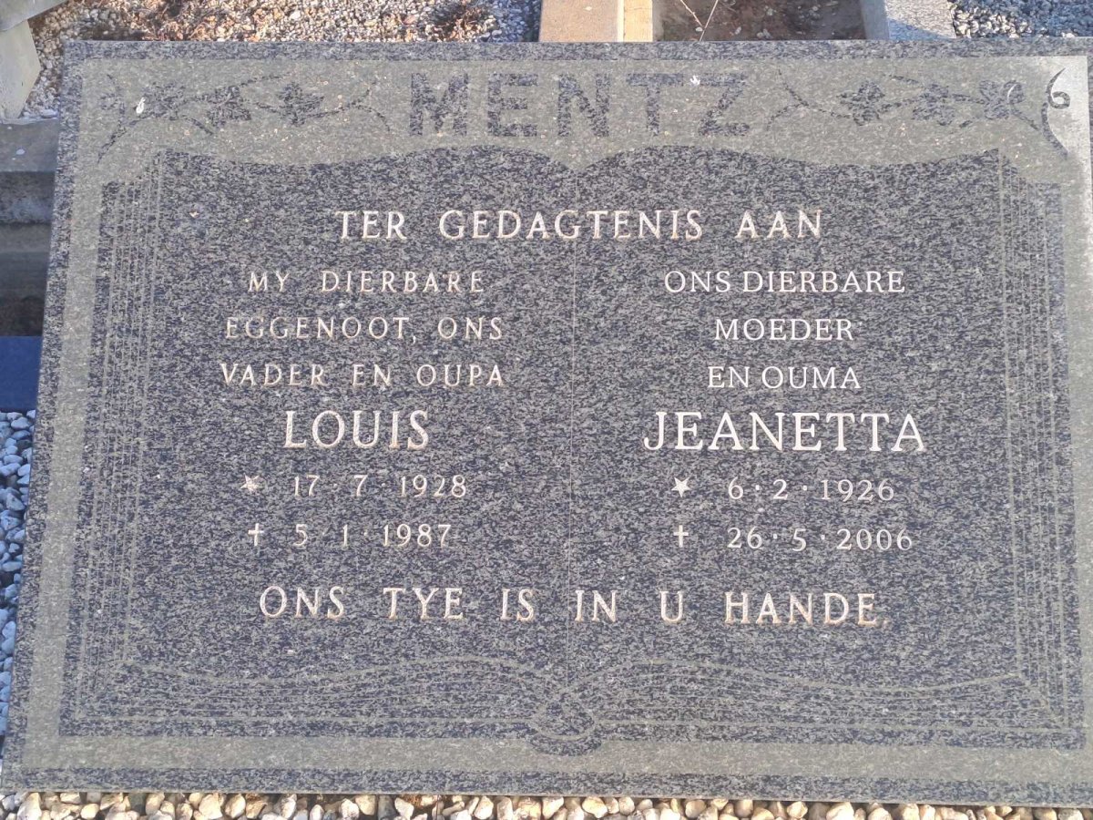 MENTZ Louis 1928-1987 & Jeanetta 1926-2006