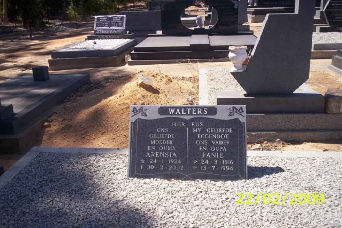 WALTERS Fanie 1916-1994 & Arensia 1924-2002