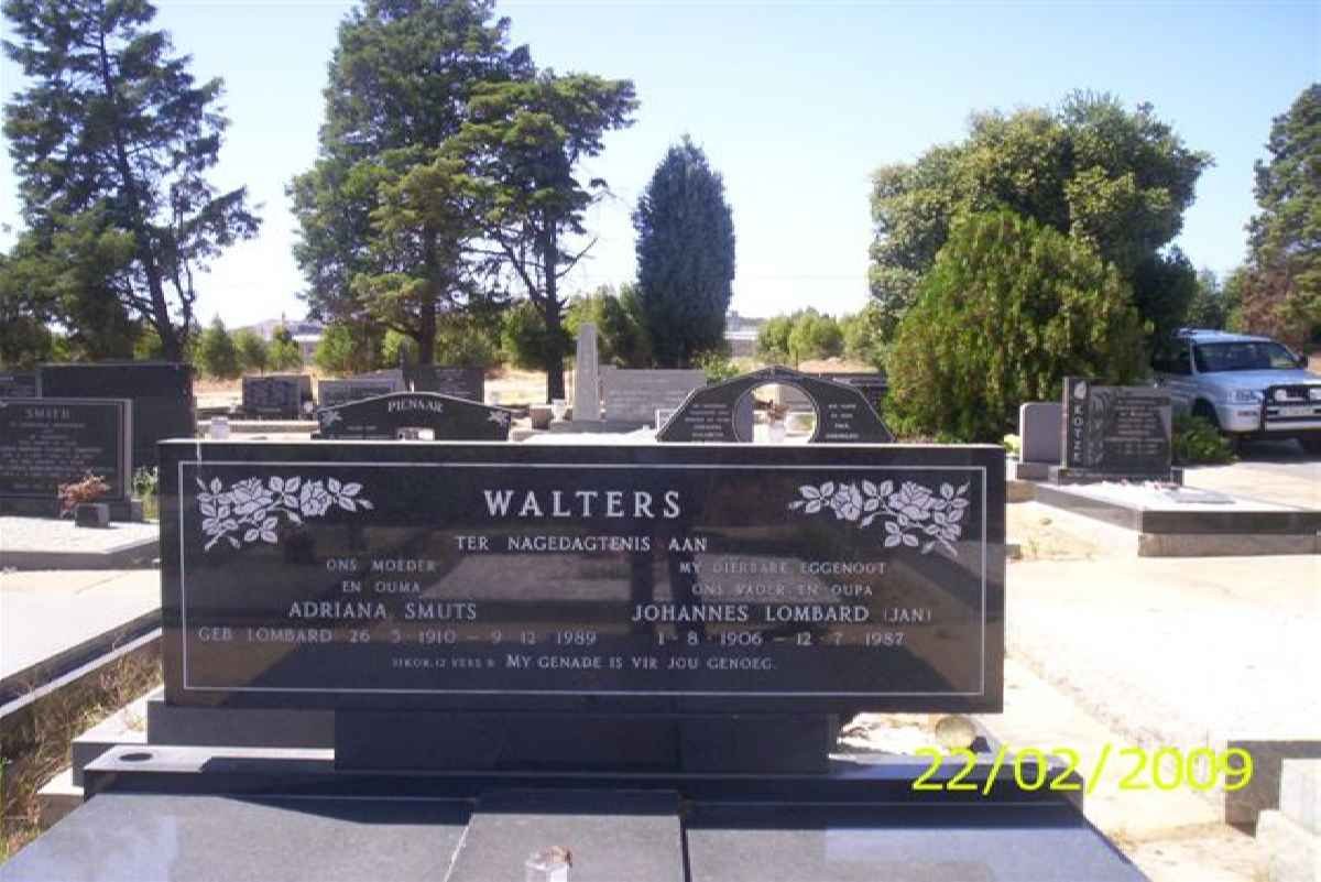 WALTERS Johannes Lombard 1906-1987 & Adriana Smuts LOMBAARD 1910-1989