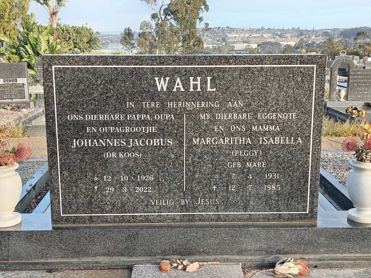 WAHL Johannes Jacobus 1926-2022 & Margaritha Isabella MARE 1931-1985