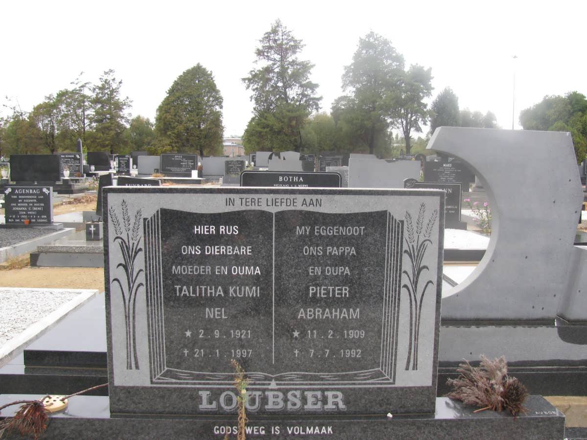 LOUBSER Pieter Abraham 1909- 1992 & Talitha Kumi NEL 1921-1997