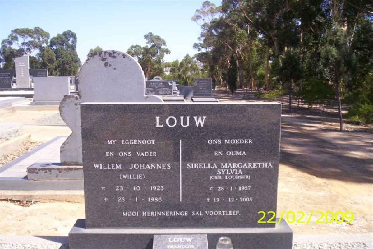 LOUW Willem Johannes 1923-1985 &amp; Sibella Margaretha Sylvia LOUBSER 1927-2005
