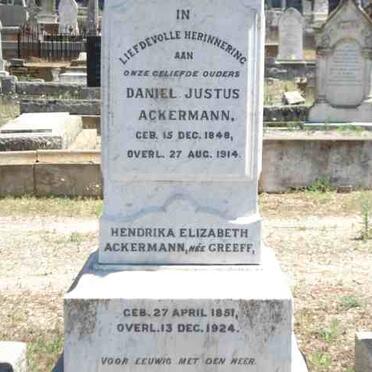 ACKERMANN Daniel Justus 1848-1914 &amp; Hendrika Elizabeth GREEFF 1851-1924