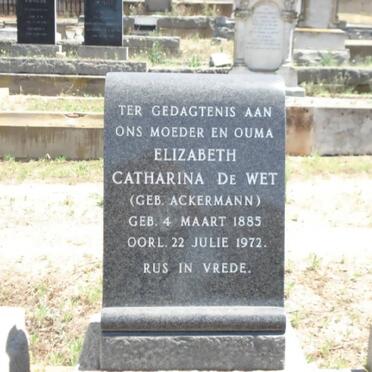 WET Elizabeth Catharina, de nee ACKERMANN 1885-1972