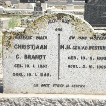 BRANDT Christiaan C. 1883-1945 &amp; M.H. VAN DER WESTHUIZEN 1892-1965