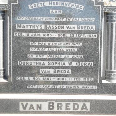BREDA Matthys Basson, van 1885-1939 &amp;  Dorothea Sophia W. 1887-1983