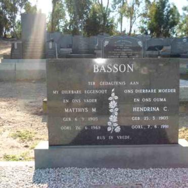 BASSON Matthys M. 1905-1968 &amp; Hendrina C. 1905-1991
