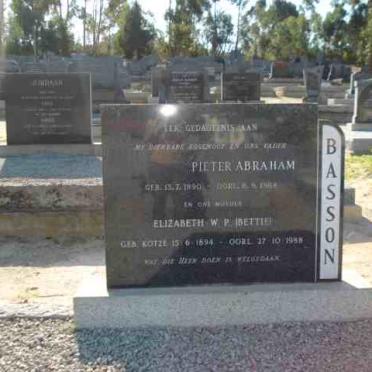 BASSON Pieter Abraham 1890-1964 &amp; Elizabeth W.P. KOTZE 1894-1988