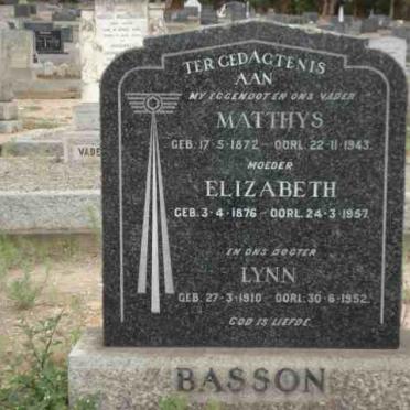 BASSON Matthys 1872-1943 &amp; Elizabeth 1876-1957 :: BASSON Lynn 1910-1952