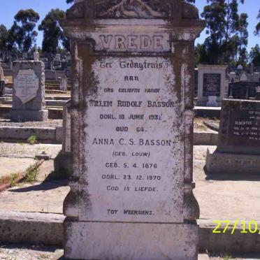 BASSON Willem Rudolf -1932 &amp; Anna C.S. LOUW 1876-1970