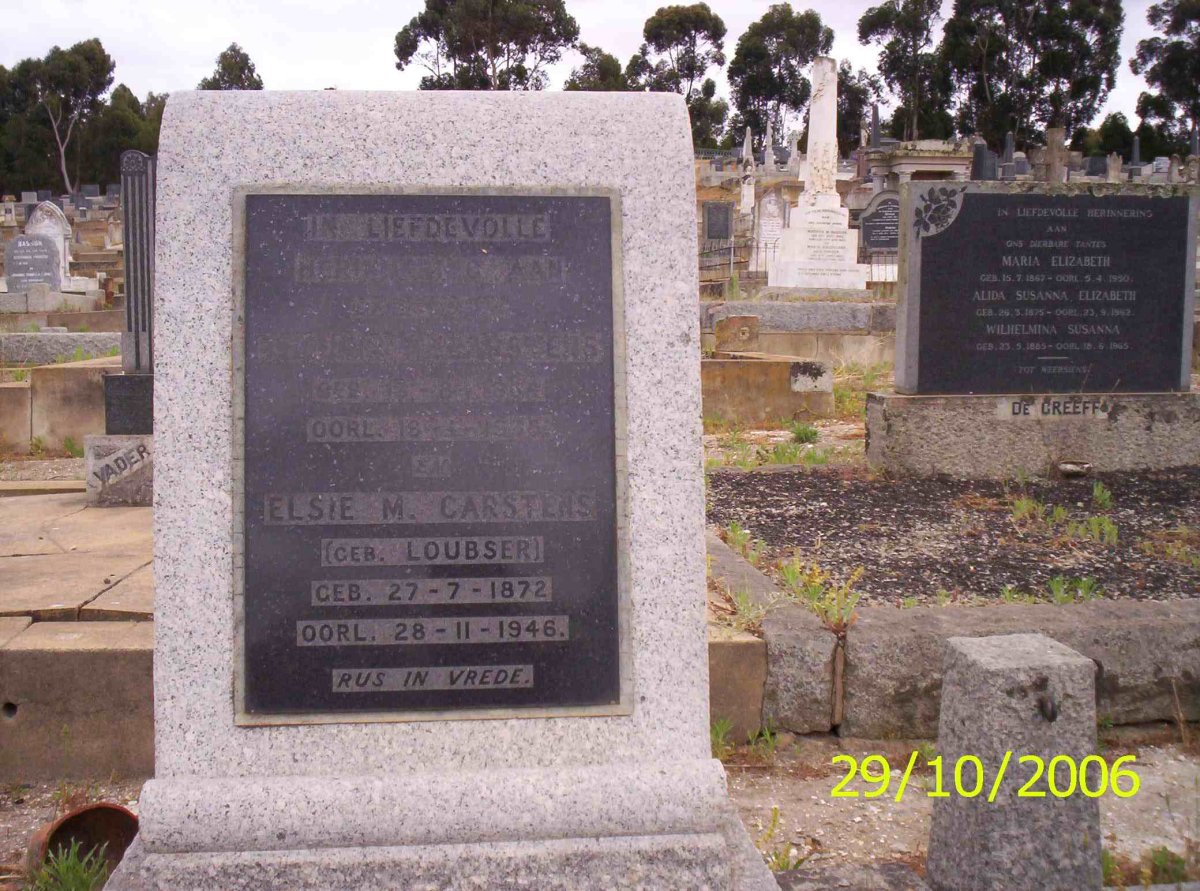 CARSTENS ? 1864- 1935 &amp; Elsie M. LOUBSER 1872-1946