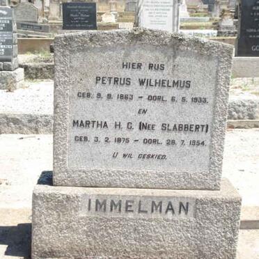 IMMELMAN Petrus Wilhelmus 1863-1933 &amp; Martha H.C. SLABBERT 1875-1954