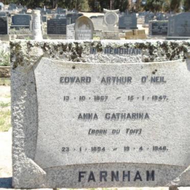 FARNHAM Edward Arthur O'Neil 1867-1947 &amp; Anna Catharina DU TOIT 1894-1946