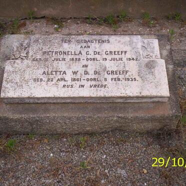 GREEFF Petronella C., de 1858-1942 :: DE GREEFF Aletta W. 1861-1935
