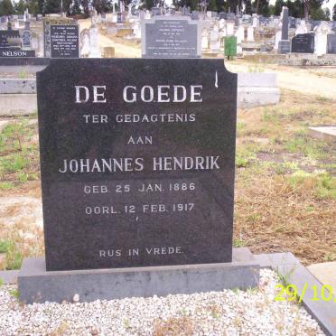 GOEDE Johannes Hendrik, de 1886-1917