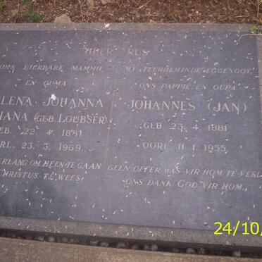 GREEFF Johannes, de  1881-1955 &amp;  Helena Johanna Adriana LOUBSER 1881-1969