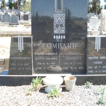LOMBARD Bartholomeus 1897-1979 &amp; Sarah Johanna Aletta SMIT 1915-1990