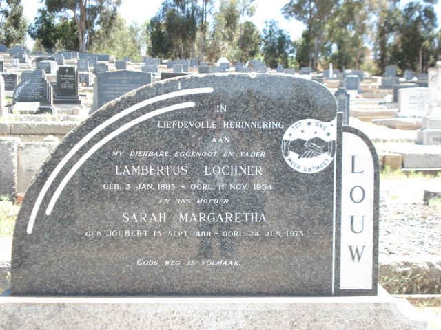 LOUW Lambertus Lochner 1883-1954 &amp; Sarah Margaretha 1888-1973