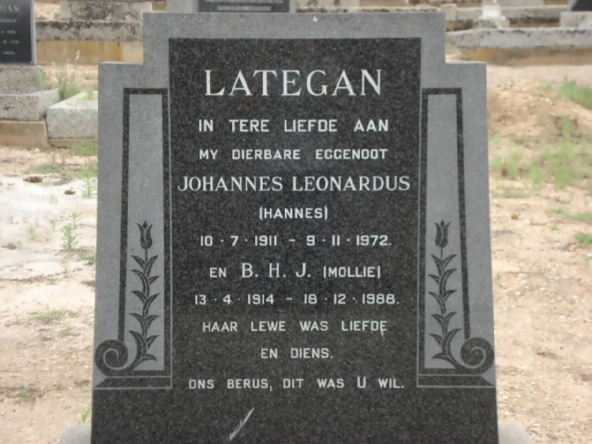 LATEGAN Johannes Leonardus 1911-1972 &amp; B.H.J. 1914-1988