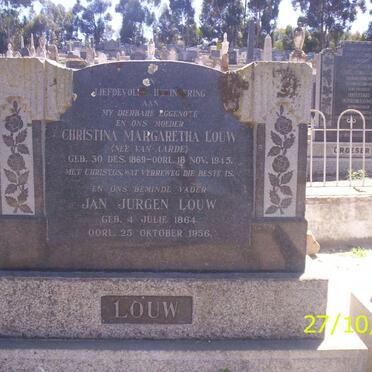 LOUW Jan Jurgen 1864-1956 &amp; Christina Margaretha VAN AARDE 1869-1945