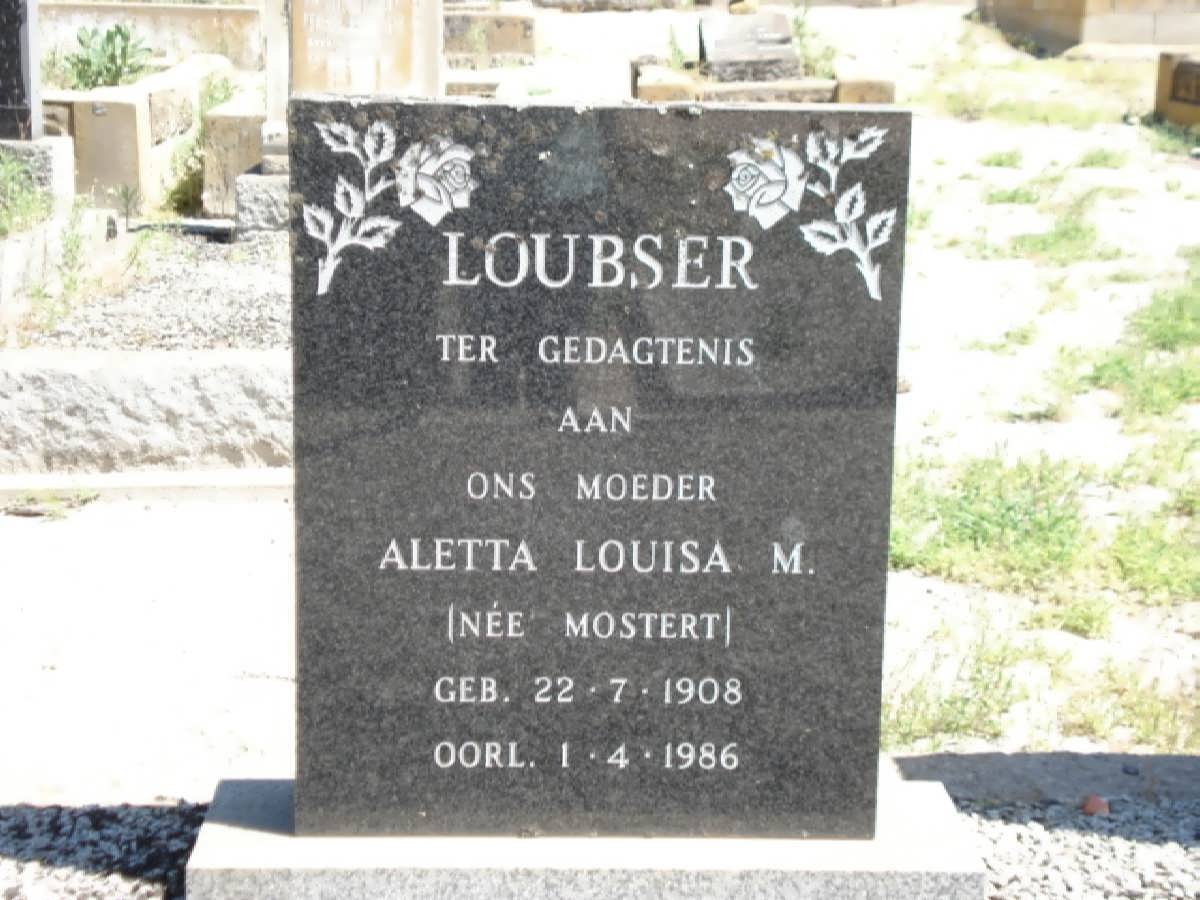 LOUBSER Aletta Louisa Mostert 1908-1986