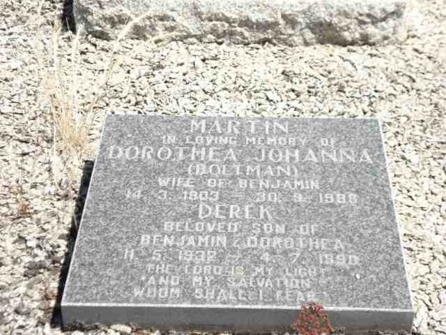 MARTIN Dorothea Johanna nee BOLTMAN 1903-1988 :: MARTIN Derek 1932-1990