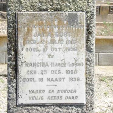 RUST Jan A. 1867-1938 &amp; Francina H. LOUW 1868-1938