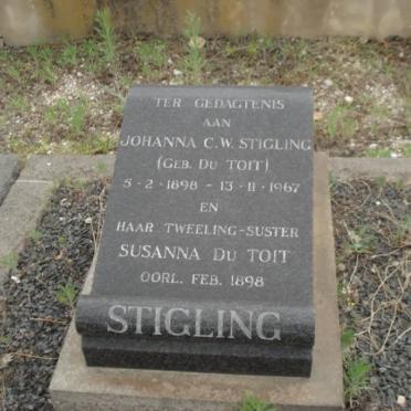 STIGLING Johanna C.W. nee DU TOIT 1898-1967 :: DU TOIT Susanna 1898-1898