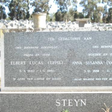 STEYN Elbert Lucas 1890-1960  &amp; Anna Susanna VAN AARDE 1888-1973