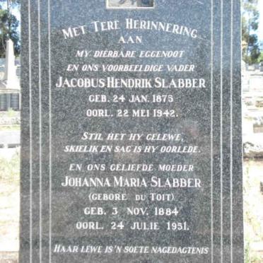 SLABBER Jacobus Hendrik 1875-1942 &amp; Johanna Maria DU TOIT 1884-1951