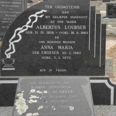 SLABBER Albertus Loubser 1878-1963 &amp; Anna Maria CROESER 1880-1970 :: SLABBER Maria Johanna 1912-1977