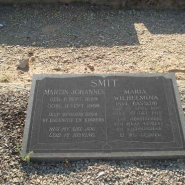 SMIT Martin Johannes 1889-1968 &amp; Maria Wilhelmina BASSON  1895-19??