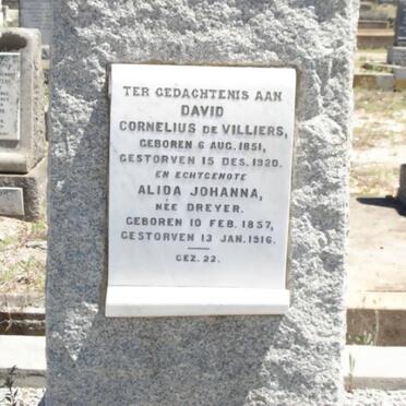 VILLIERS David Cornelius, de 1851-1920 &amp; Alida Johanna DREYER 1857-1916