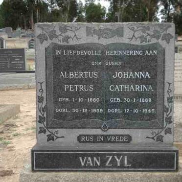 ZYL Albertus Petrus, van 1880-1959 &amp; Johanna Catharina  1881-1945