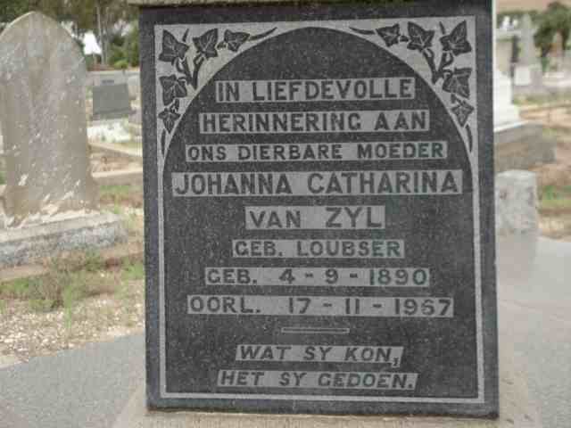 ZYL Johanna Catharina, van nee LOUBSER 1890-1967