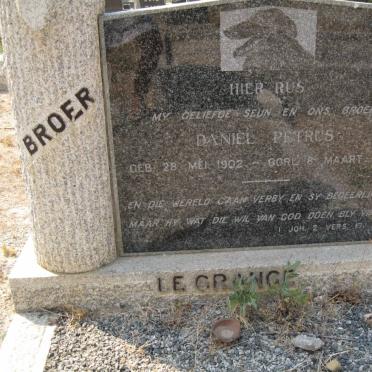 GRANGE Daniël Petrus, le 1902-1953