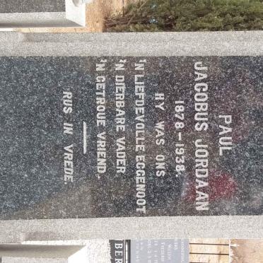 JORDAAN Paul Jacobus 1878-1938