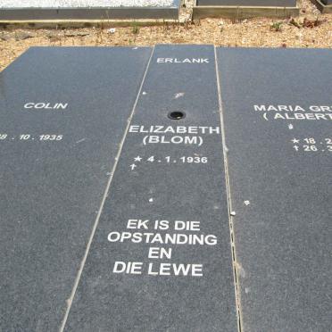 ERLANK Colin 1935- &amp; Elizabeth BLOM 1936- :: GREEFF Maria nee ALBERTYN 1927-2007
