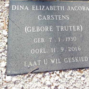 CARSTENS Dina Elizabeth Jacoba nee TRUTER 1930-2016