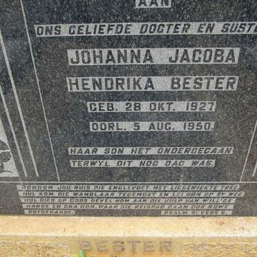BESTER Johanna Jacoba Hendrika 1927-1950