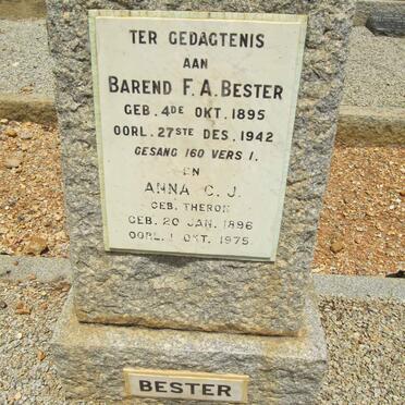 BESTER Barend F.A. 1895-1942 &amp; Anna C.J. THERON 1896-1975