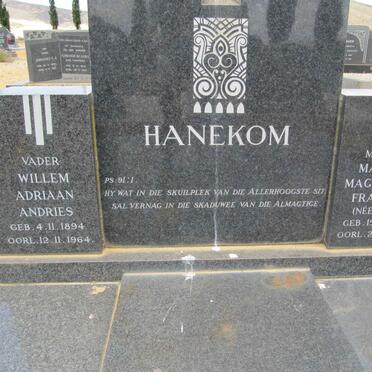 HANEKOM Willem Adriaan Andries 1894-1964 &amp; Martha Magdalena Francina RUST 1902-1996
