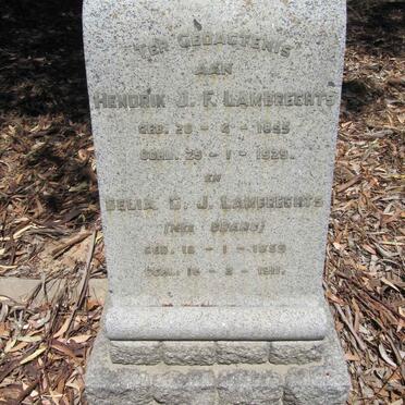 LAMBRECHTS Hendrik J.F. 1855-1929 &amp; Belia C.J. BRAND 1855-1911
