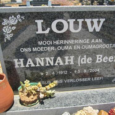 LOUW Hannah nee DE BEER 1912-2004
