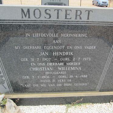 MOSTERT Jan Hendrik 1907-1973 &amp; Christian Willemina HOUGAARD 1906-1982