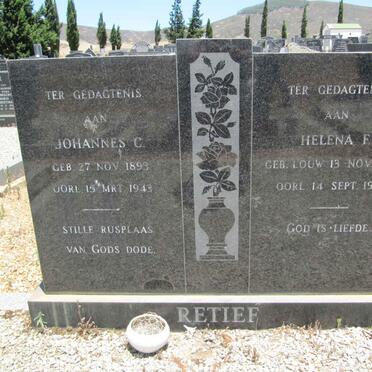 RETIEF Johannes C. 1893-1943 &amp; Helena F. LOUW 1895-1975