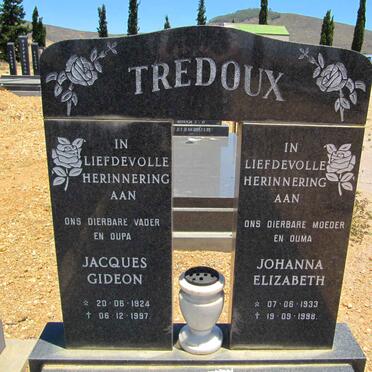 TREDOUX Jacques Gideon 1924-1997 &amp; Johanna Elizabeth 1933-1998
