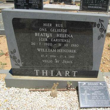 THIART William Hendrik 1916-1993 &amp; Beatrix Helena CARSTENS 1920-1980 :: BRAND Jolene nee THIART 1961-2011