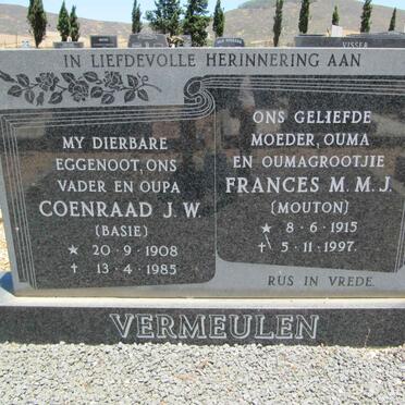 VERMEULEN Coenraad J.W. 1908-1985 &amp; Frances M.M.J. MOUTON 1915-1997