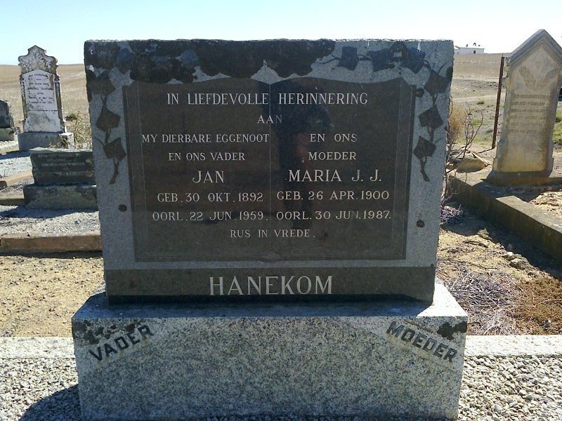 HANEKOM Jan 1892-1959 & Maria J.J. 1900-1987